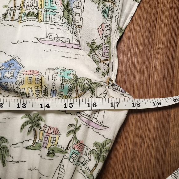 Talbots Ruffle Fit & Flare Dress Scenic Curacao Beach Palm 100% Cotton Women's 6 - Picture 5 of 13